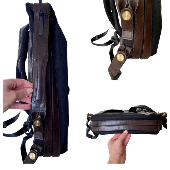 Tumi Dror Leather Nylon Rare Luxury Travel Backpack Modern Tote Briefcase Bag - Picture 13 of 14